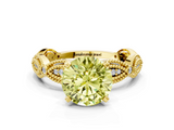 Yellow gold Fancy Yellow Round  Solitaire Milgrain Diamond Engagement Ring with Bezel and Marquise Band