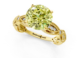 Yellow gold Fancy Yellow Round  Solitaire Milgrain Diamond Engagement Ring with Bezel and Marquise Band_1