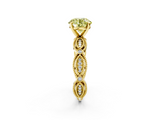 Yellow gold Fancy Yellow Round  Solitaire Milgrain Diamond Engagement Ring with Bezel and Marquise Band_2