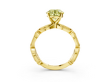 Yellow gold Fancy Yellow Round  Solitaire Milgrain Diamond Engagement Ring with Bezel and Marquise Band_3