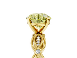 Yellow gold Fancy Yellow Round  Solitaire Milgrain Diamond Engagement Ring with Bezel and Marquise Band_5