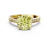 Yellow gold Fancy Yellow Round  Solitaire Pavé Band Prong Setting Ring