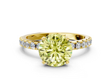 Yellow gold Fancy Yellow Round  Solitaire Pavé Band with Four-Prong Setting