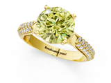 Yellow gold Fancy Yellow Round  Solitaire Pavé Diamond Engagement Ring with Four-Prong Setting_1