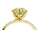 Yellow gold Fancy Yellow Round  Solitaire Pavé Diamond Engagement Ring with Four-Prong Setting_4