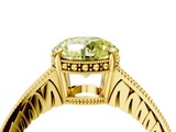 Yellow gold Fancy Yellow Round  Solitaire Pavé Diamond Milgrain Engagement Ring with Four-Prong Setting_4