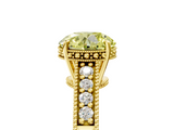 Yellow gold Fancy Yellow Round  Solitaire Pavé Diamond Milgrain Engagement Ring with Four-Prong Setting_5