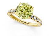 Yellow gold Fancy Yellow Round  Solitaire Pave Diamond Engagement Ring with Four-Prong Setting_1