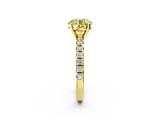 Yellow gold Fancy Yellow Round  Solitaire Pave Diamond Engagement Ring with Four-Prong Setting_2
