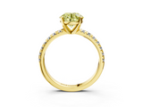 Yellow gold Fancy Yellow Round  Solitaire Pave Diamond Engagement Ring with Four-Prong Setting_3