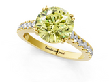 Yellow gold Fancy Yellow Round  Solitaire Pave Diamond Engagement Ring with Prong Setting_1