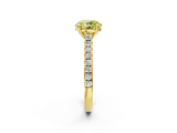 Yellow gold Fancy Yellow Round  Solitaire Pave Diamond Engagement Ring with Prong Setting_2