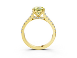 Yellow gold Fancy Yellow Round  Solitaire Pave Diamond Engagement Ring with Prong Setting_3