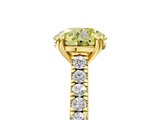 Yellow gold Fancy Yellow Round  Solitaire Pave Diamond Engagement Ring with Prong Setting_5
