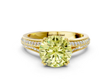 Yellow gold Fancy Yellow Round  Solitaire Pave Split Shank Engagement Ring with Six-Prong Setting