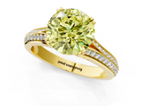 Yellow gold Fancy Yellow Round  Solitaire Pave Split Shank Engagement Ring with Six-Prong Setting_1