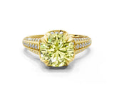Yellow gold Fancy Yellow Round  Solitaire Pave Split Shank Ring with Four-Prong Setting_146