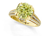 Yellow gold Fancy Yellow Round  Solitaire Pave Split Shank Ring with Four-Prong Setting_147