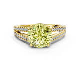 Yellow gold Fancy Yellow Round  Solitaire Split Shank Pavé Diamond Engagement Ring