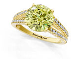 Yellow gold Fancy Yellow Round  Solitaire Split Shank Pavé Diamond Engagement Ring_1