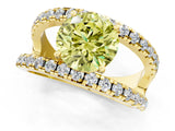 Yellow gold Fancy Yellow Round  Solitaire Split Shank Pave Diamond Ring_23