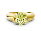 Yellow gold Fancy Yellow Round  Solitaire Tension Set Diamond Ring with Wide Band