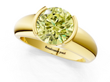 Yellow gold Fancy Yellow Round  Solitaire Tension Set Diamond Ring with Wide Band_1