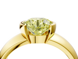 Yellow gold Fancy Yellow Round  Solitaire Tension Set Diamond Ring with Wide Band_4