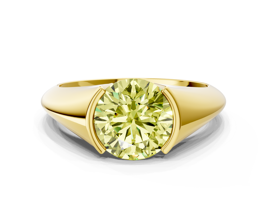 Yellow gold Fancy Yellow Round  Solitaire Tension Set Diamond Ring