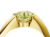 Yellow gold Fancy Yellow Round  Solitaire Tension Set Diamond Ring_4