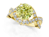 Yellow gold Fancy Yellow Round  Solitaire Twist Band Pavé Diamond Engagement Ring_33