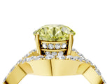 Yellow gold Fancy Yellow Round  Solitaire Twist Band Pavé Diamond Engagement Ring_36