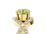 Yellow gold Fancy Yellow Round  Solitaire Twist Band Pavé Diamond Engagement Ring_37