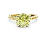Yellow gold Fancy Yellow Round  Solitaire Twist Band Ring with Four-Prong Setting_12