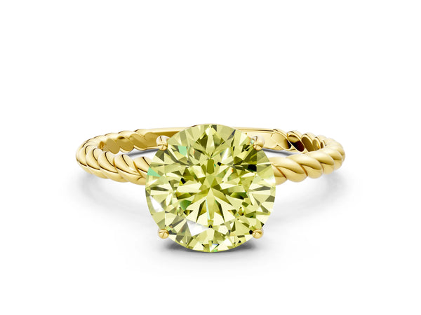 Yellow Gold Round Solitaire Engagement Ring Setting for Fancy Yellow Center with Twisted Rope Band