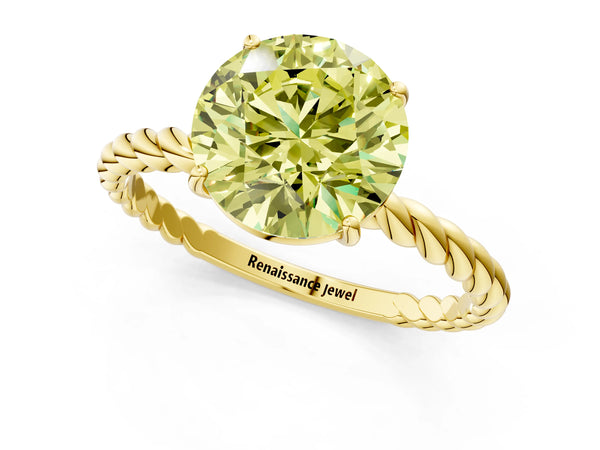 Yellow Gold Round Solitaire Engagement Ring Setting for Fancy Yellow Center with Twisted Rope Band