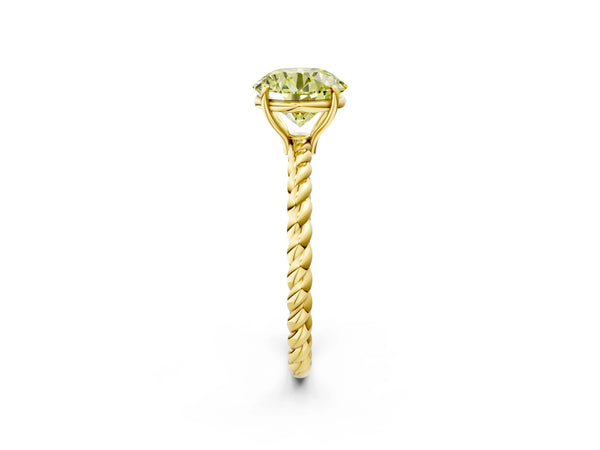 Yellow Gold Round Solitaire Engagement Ring Setting for Fancy Yellow Center with Twisted Rope Band