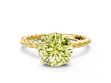 Yellow gold Fancy Yellow Round  Solitaire Twist Band Ring with Four-Prong Setting_66