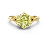 Yellow gold Fancy Yellow Round  Solitaire Twist Band Six-Prong Setting 1
