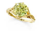Yellow gold Fancy Yellow Round  Solitaire Twist Band Six-Prong Setting 2