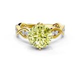 Yellow gold Fancy Yellow Round  Solitaire Twist Band with Leaf Prong Setting