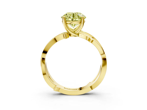 Yellow Gold Round Crossover Twist Pave Engagement Ring Setting for Fancy Yellow Center