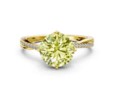 Yellow gold Fancy Yellow Round  Solitaire Twist Band with Pavé Diamonds and Four-Prong Setting_46