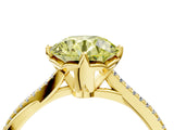 Yellow gold Fancy Yellow Round  Solitaire Twist Band with Pavé Diamonds and Four-Prong Setting_50