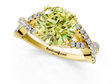 Yellow gold Fancy Yellow Round  Solitaire Twist Band with Pavé Setting and Four-Prong Setting_1