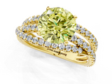 Yellow gold Fancy Yellow Round  Solitaire Twist Band with Pavé Setting and Four-Prong Setting_1