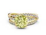 Yellow gold Fancy Yellow Round  Solitaire Twist Band with Pavé Setting and Four-Prong Setting
