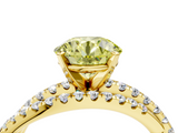 Yellow gold Fancy Yellow Round  Solitaire Twist Band with Pavé Setting and Four-Prong Setting_4