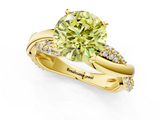 Yellow gold Fancy Yellow Round  Solitaire Twist Band with Pave Prong Setting_1