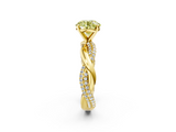 Yellow gold Fancy Yellow Round  Solitaire Twist Band with Pave Prong Setting_2